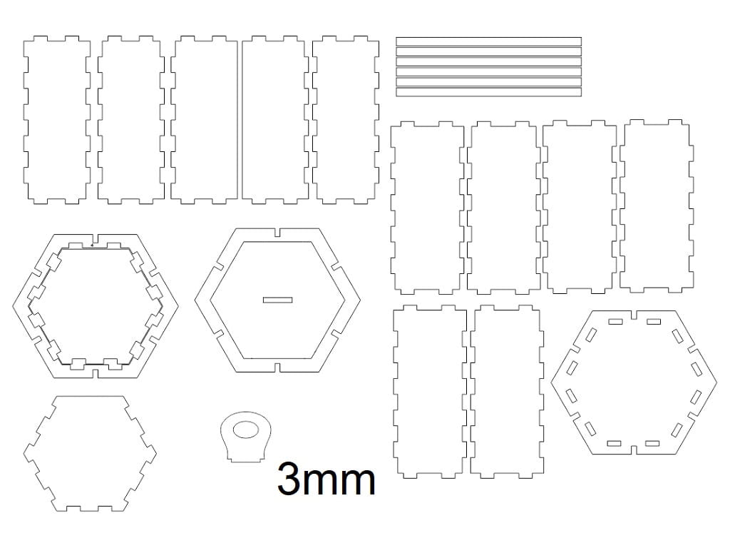 Laser Cut Hexagonal Drawer Storage Box