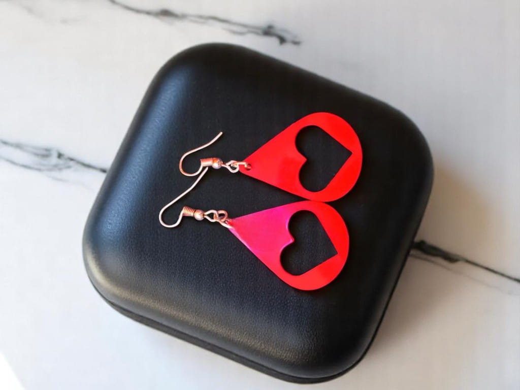 Laser Cut Teardrop Heart Dangle Earrings