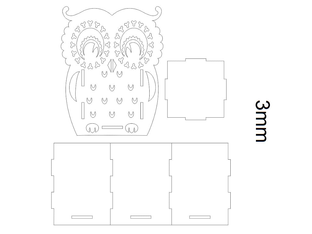 Laser Cut Owl Shaped Pencil Holder