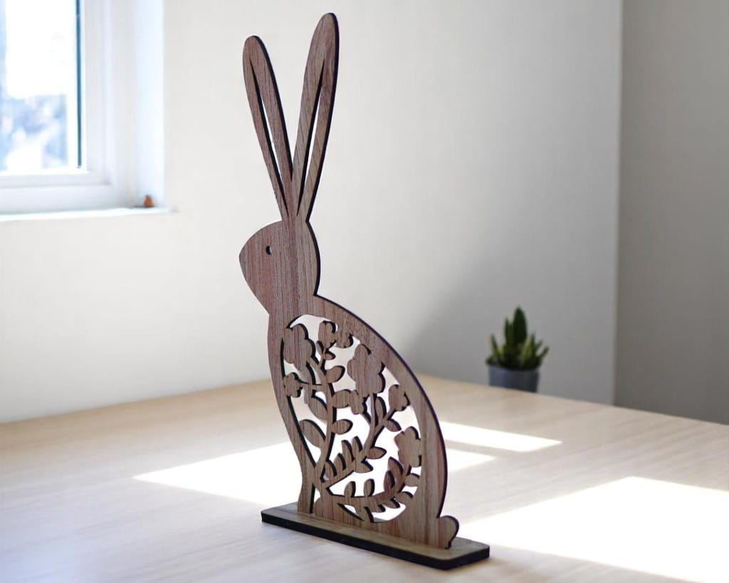 Laser Cut Wooden Easter Bunny Decoration Stand