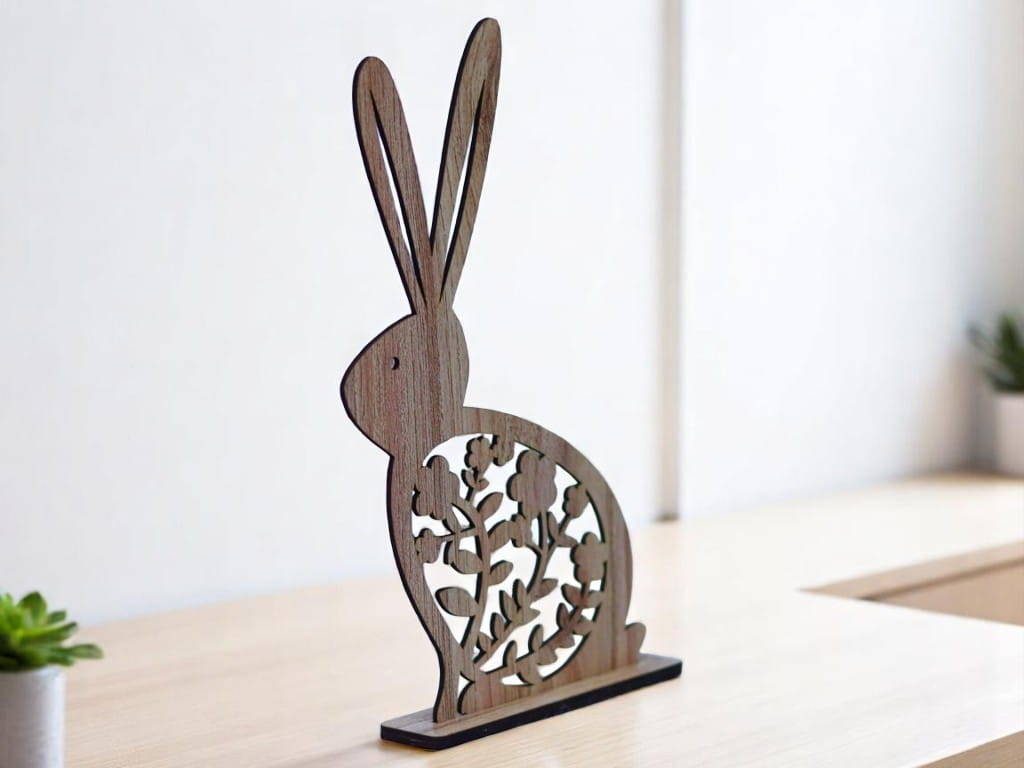 Laser Cut Wooden Easter Bunny Decoration Stand