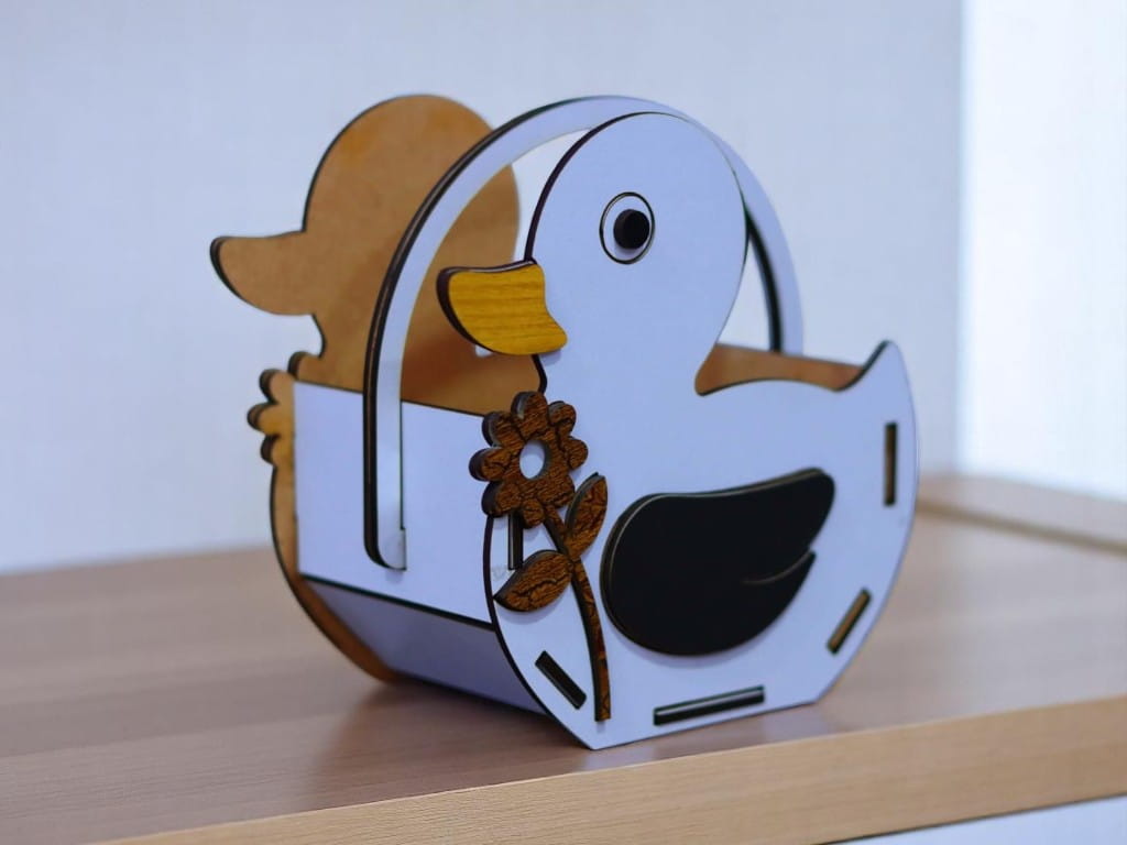Laser Cut Wooden Duck Gift Basket