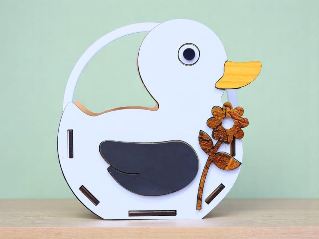 Laser Cut Wooden Duck Gift Basket