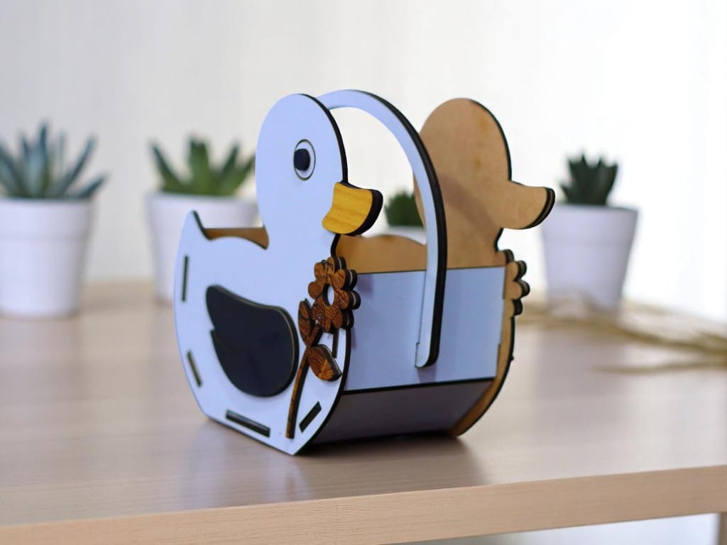 Laser Cut Wooden Duck Gift Basket