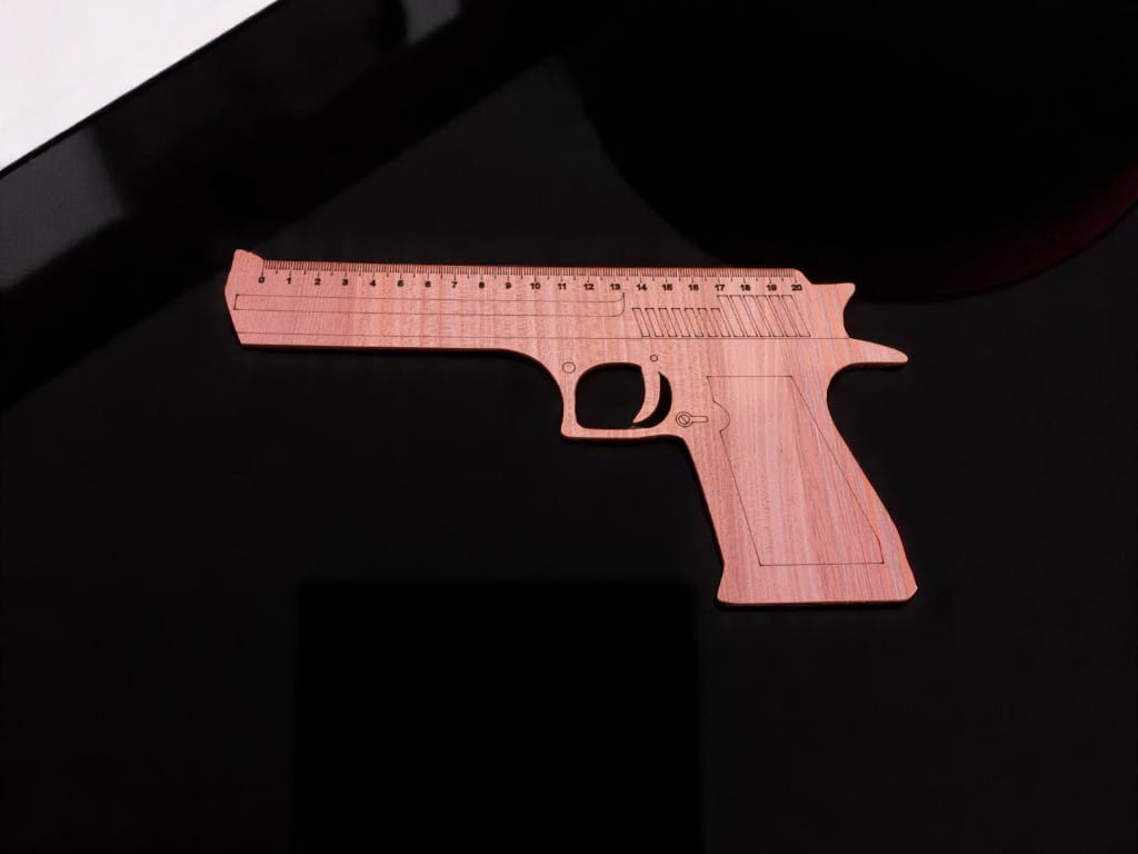 Laser Cut Gun Shaped Wooden Ruler