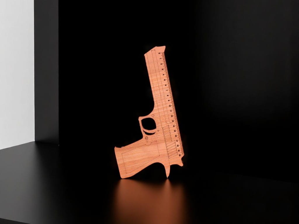 Laser Cut Gun Shaped Wooden Ruler