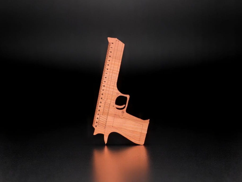 Laser Cut Gun Shaped Wooden Ruler