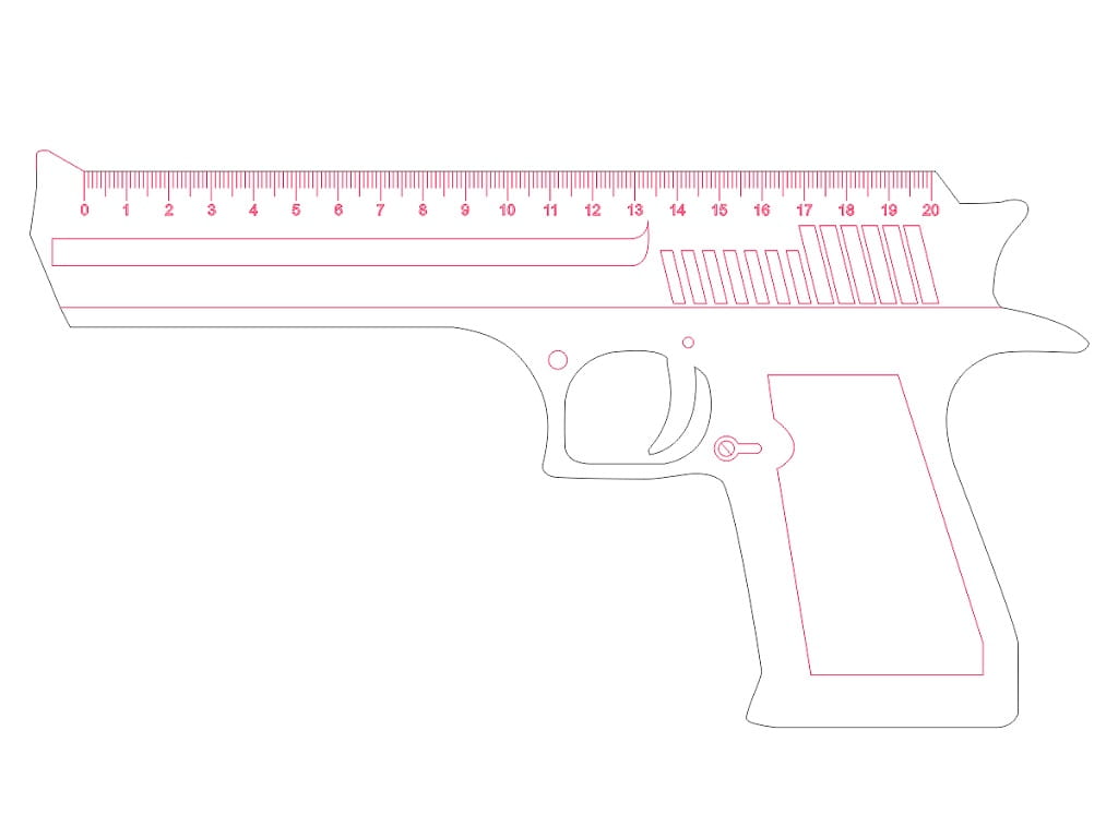 Laser Cut Gun Shaped Wooden Ruler