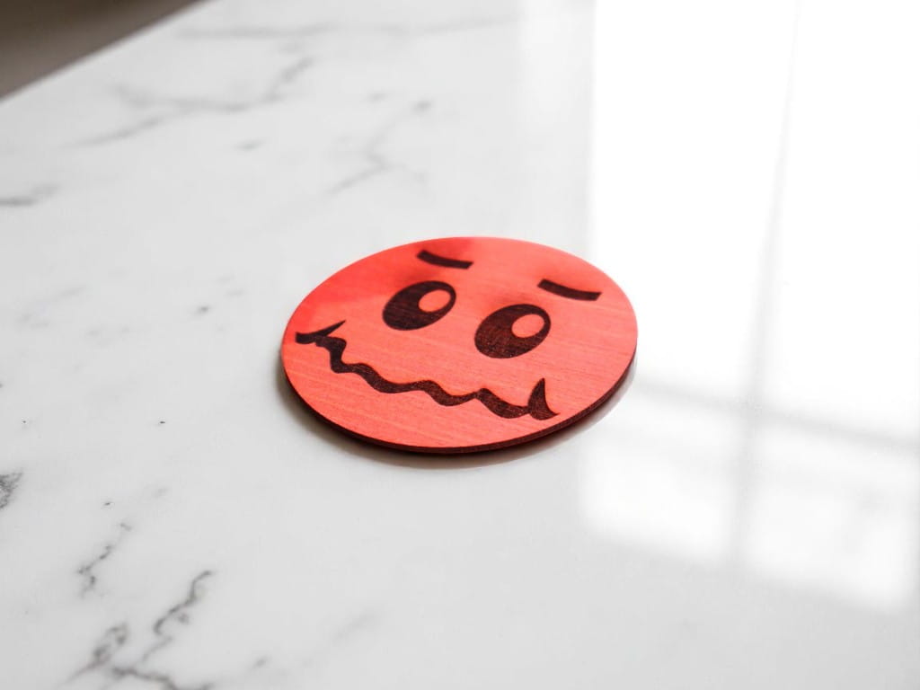 Laser Cut Smiley Face Wooden Coaster