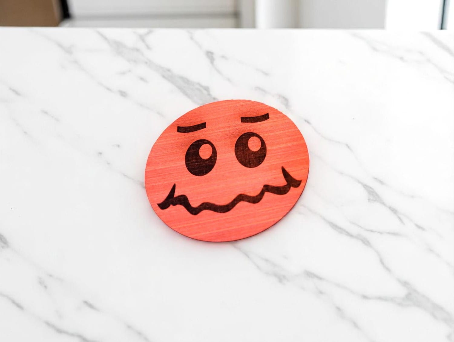 Laser Cut Smiley Face Wooden Coaster