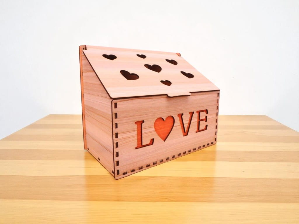 Laser Cut Wooden Love Jewelry Box