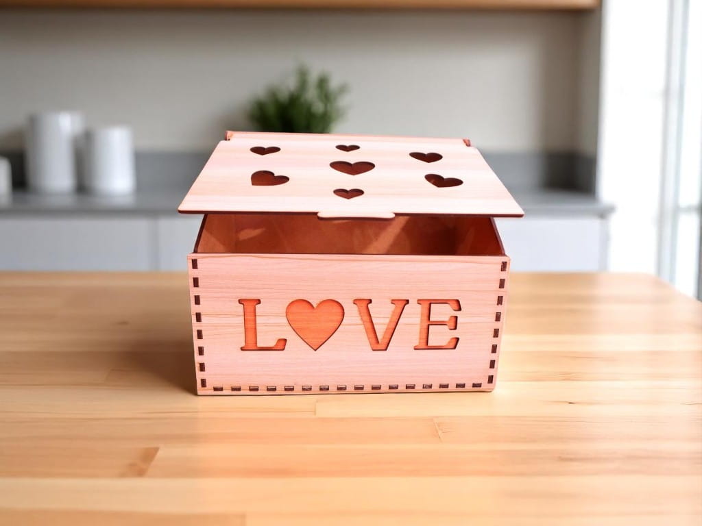 Laser Cut Wooden Love Jewelry Box
