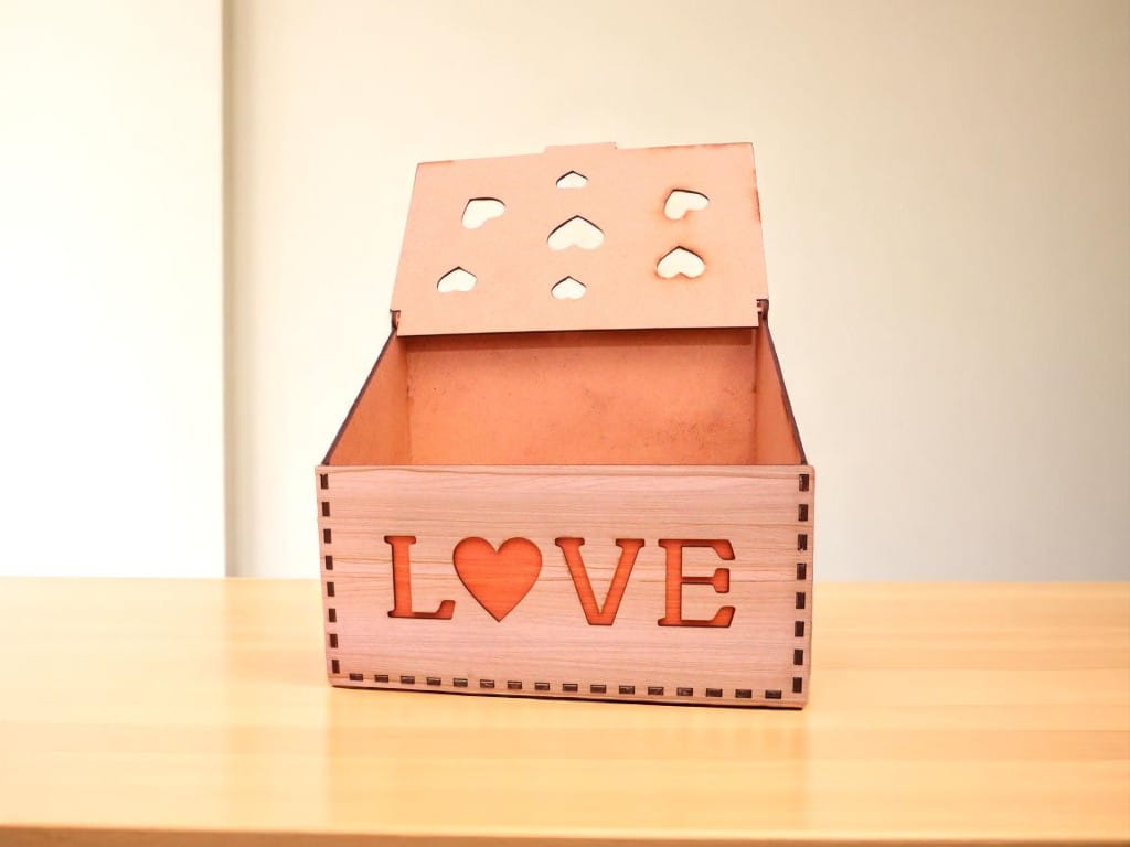 Laser Cut Wooden Love Jewelry Box