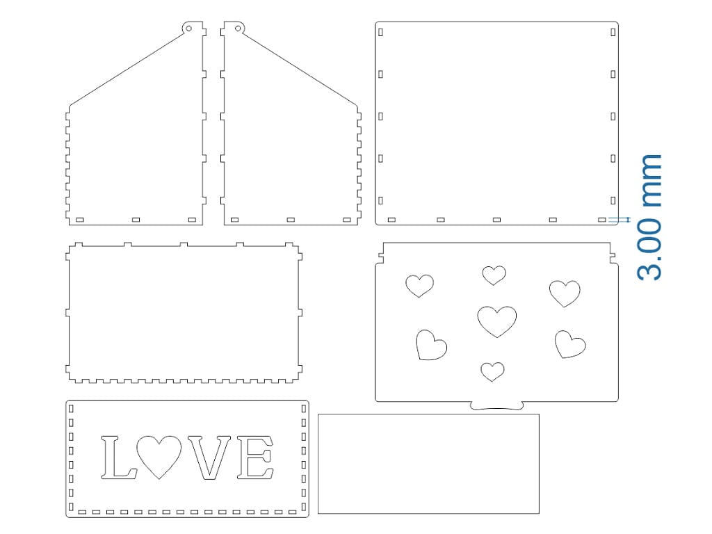 Laser Cut Wooden Love Jewelry Box