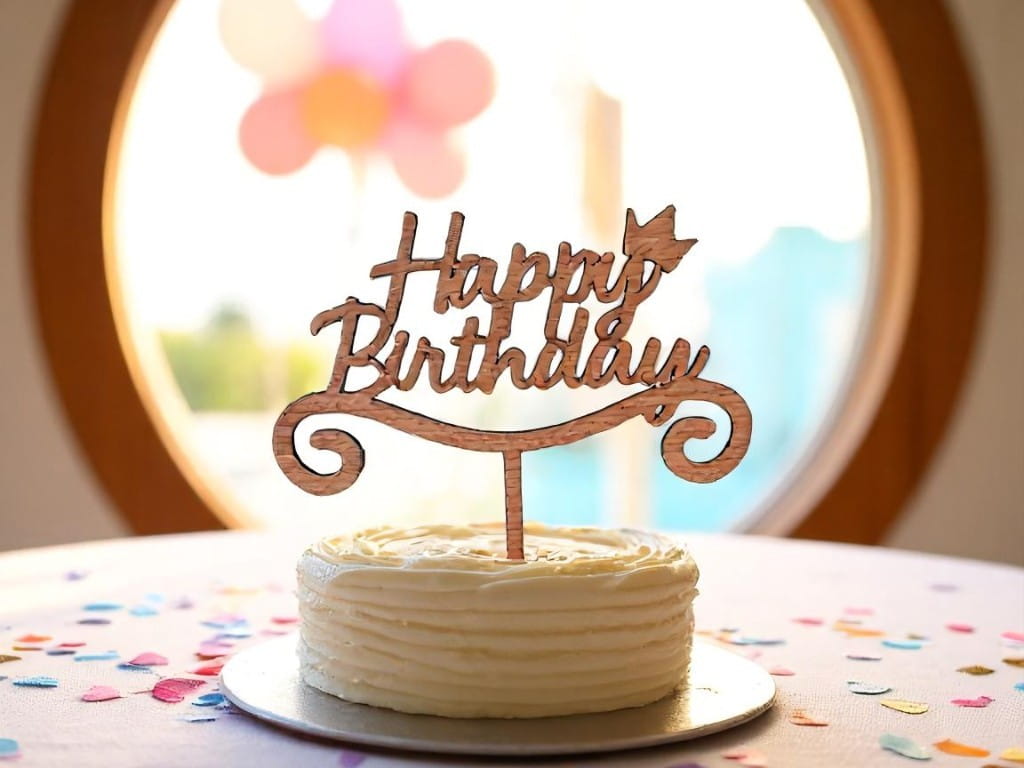 Laser Cut Happy Birthday Cake Topper Prince