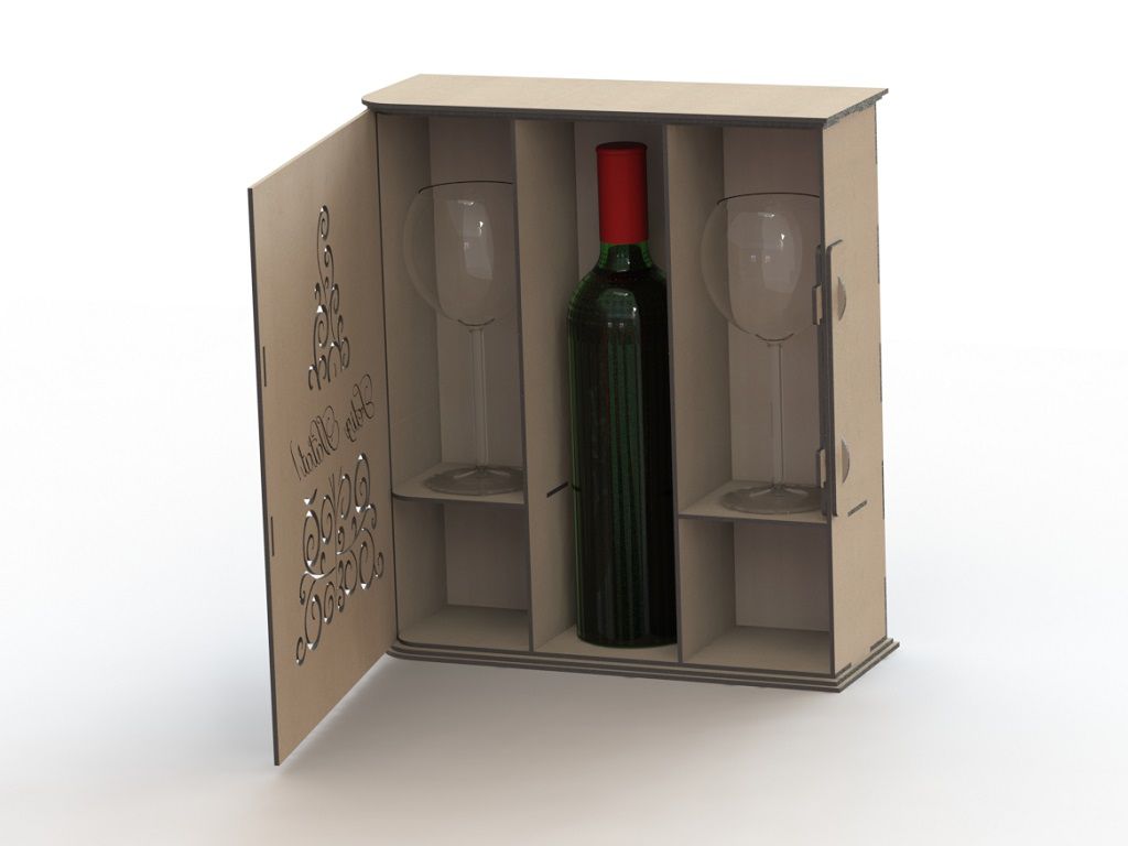 Laser Cut Personalised Wooden Wine Gift Box