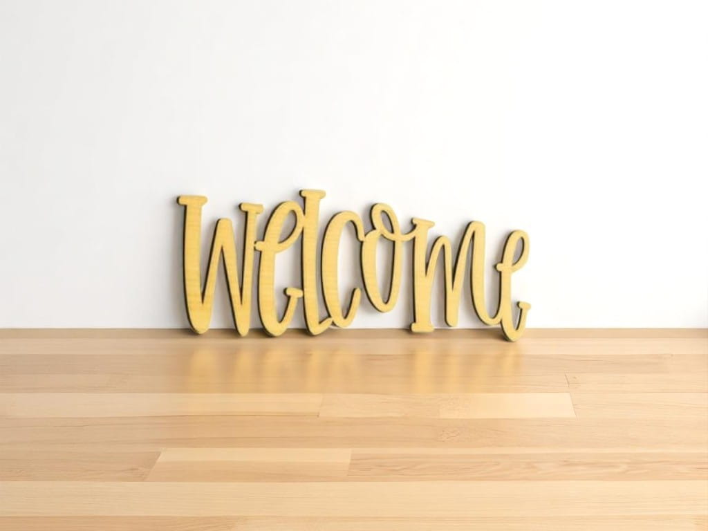 Laser Cut Wooden Welcome Sign Wall Decor Art