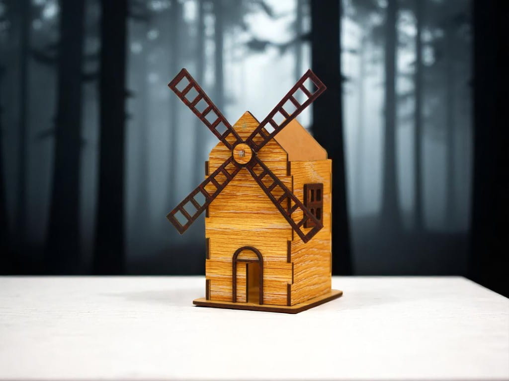 Laser Cut Windmill Shape Pen Pencil Holder