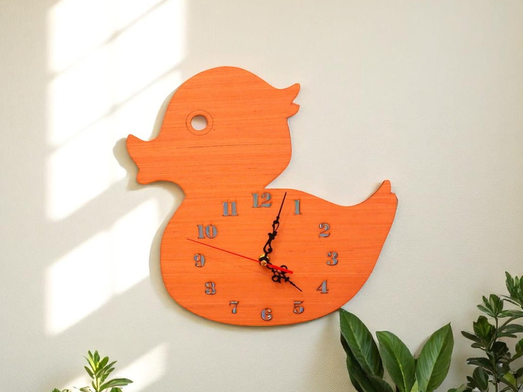 Laser Cut Duck Shape Wall Clock for Kids Room