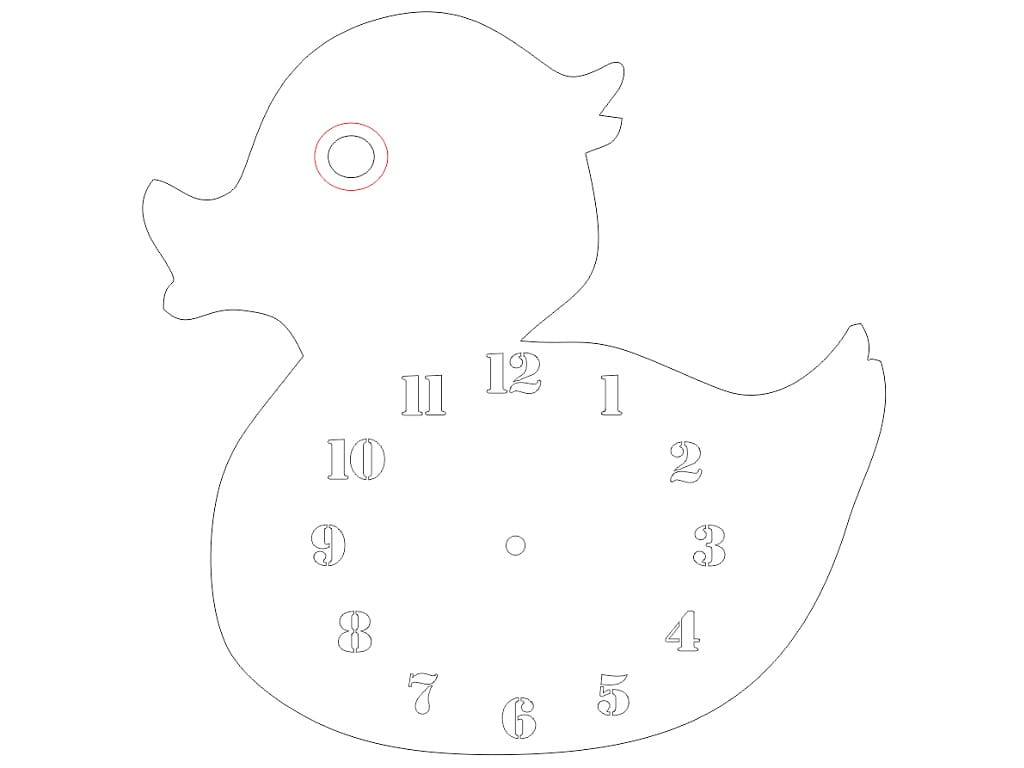 Laser Cut Duck Shape Wall Clock for Kids Room