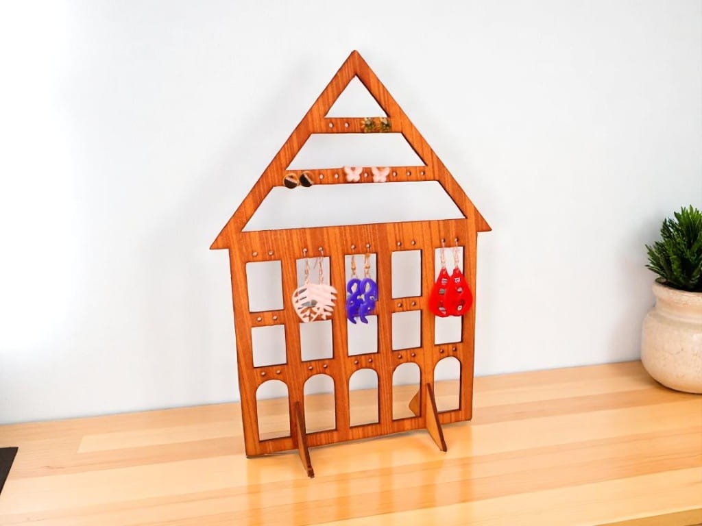 Laser Cut Wooden Earring Holder Display Stand
