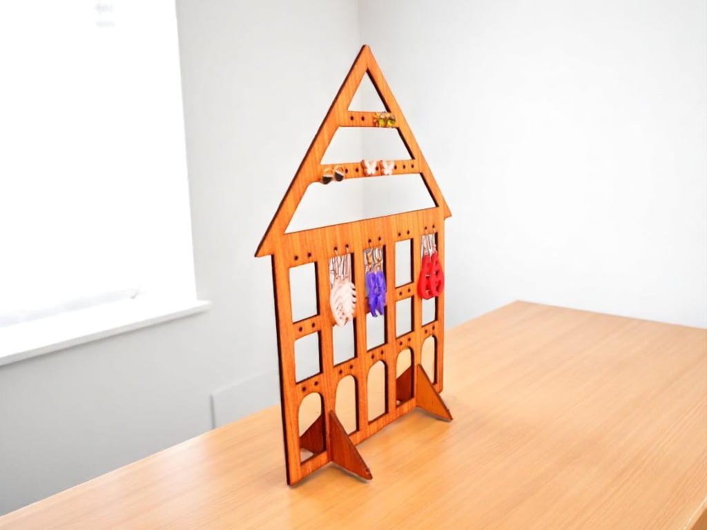Laser Cut Wooden Earring Holder Display Stand