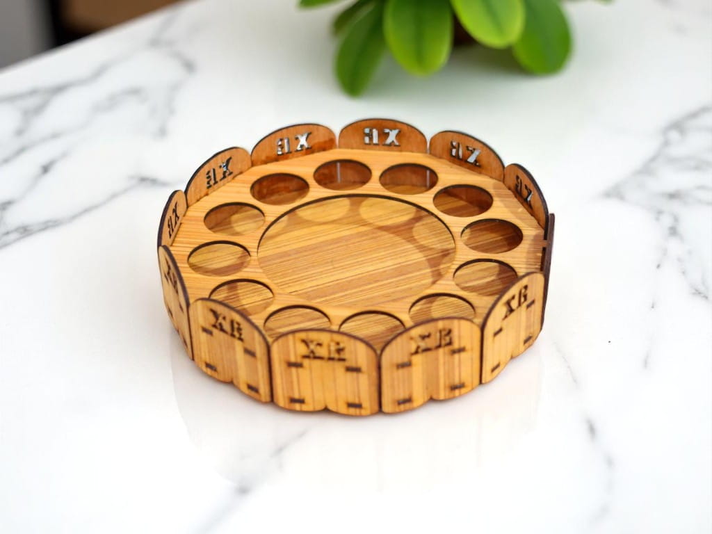 Laser Cut Wooden Round Easter Egg Holder Tray