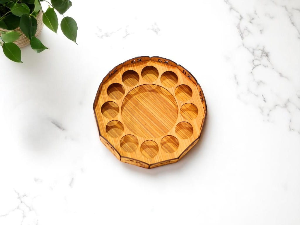 Laser Cut Wooden Round Easter Egg Holder Tray