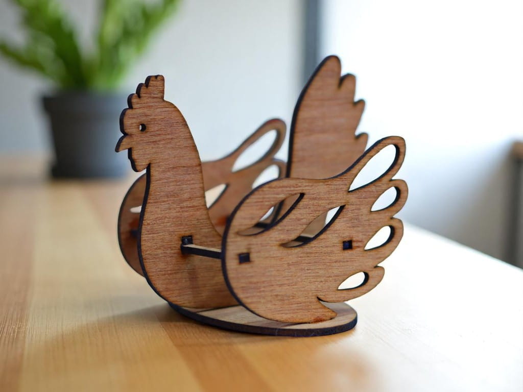 Laser Cut Wooden Easter Chicken Decoration