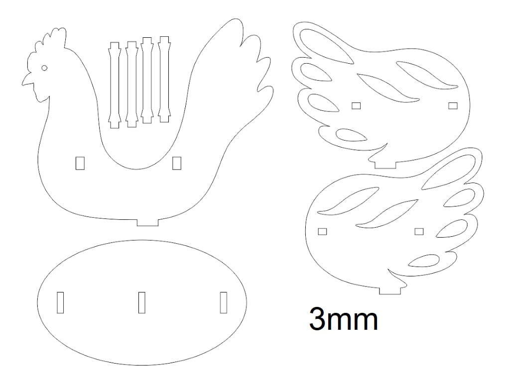Laser Cut Wooden Easter Chicken Decoration