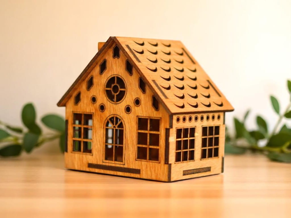 Laser Cut Wooden Miniature House Model Kit