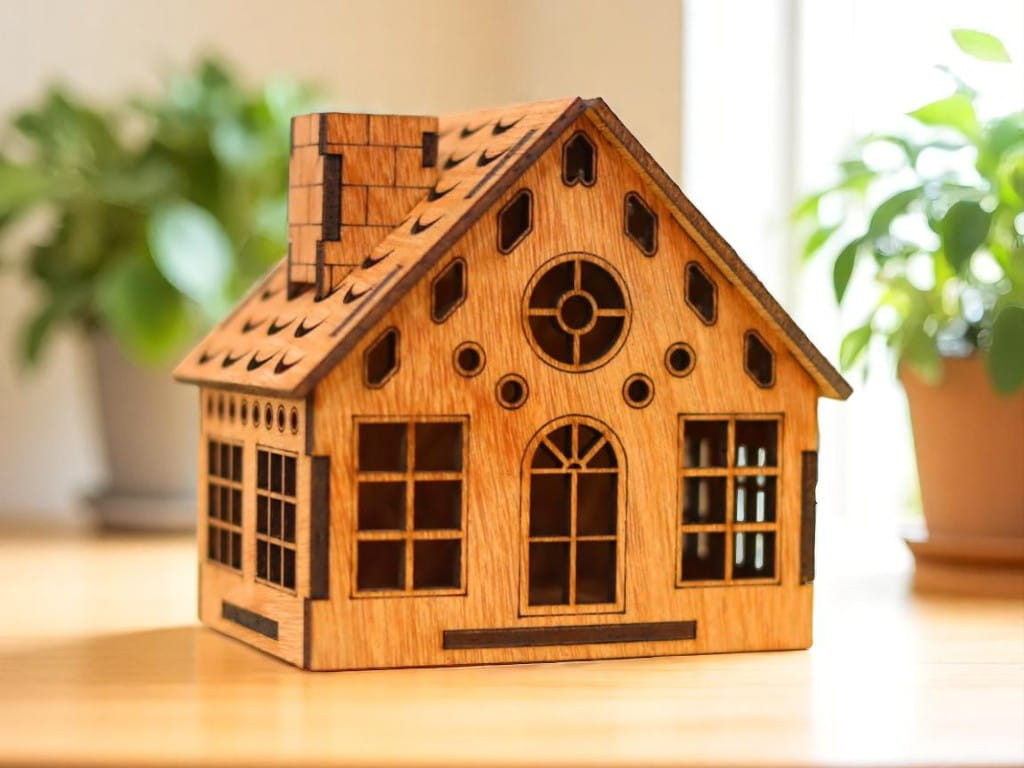 Laser Cut Wooden Miniature House Model Kit