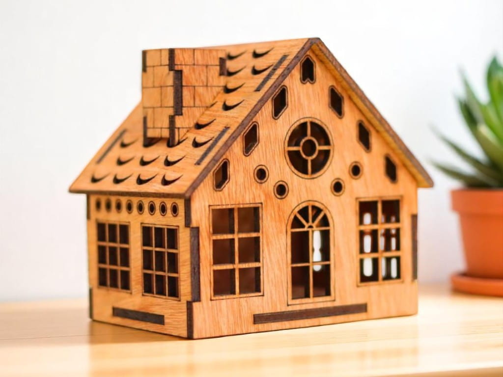 Laser Cut Wooden Miniature House Model Kit