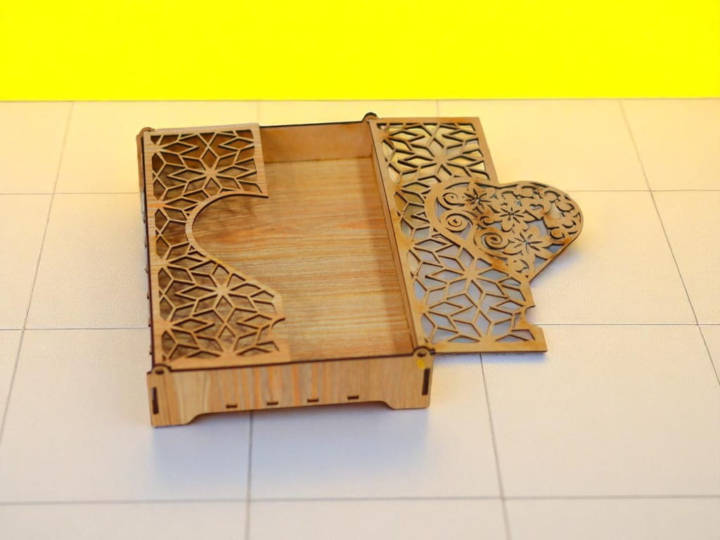 Laser Cut Wooden Jewelry Box with Heart Design