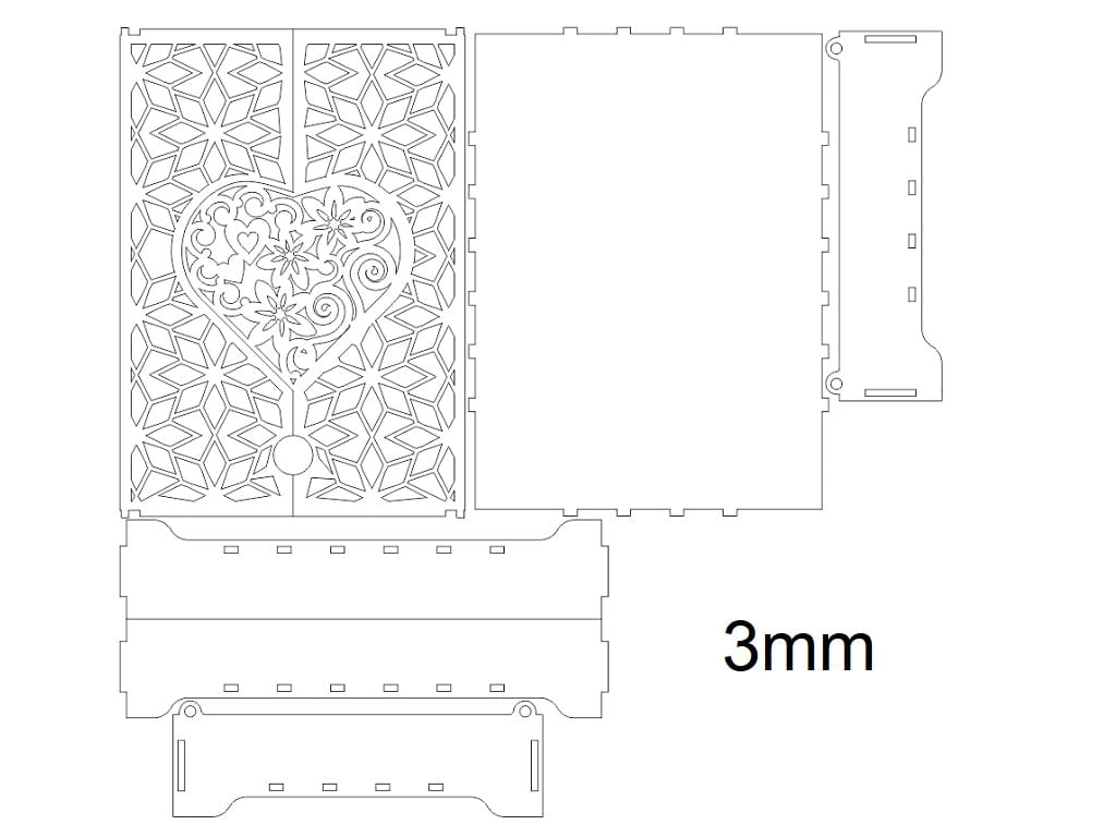 Laser Cut Wooden Jewelry Box with Heart Design