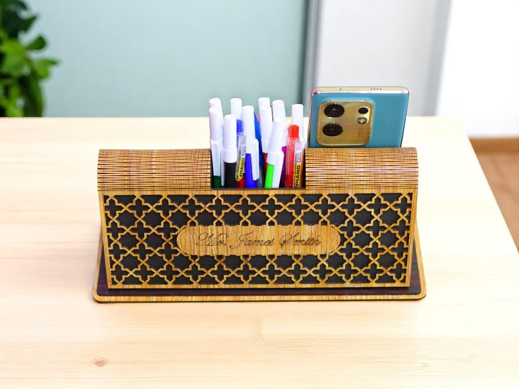 Laser Cut Decorative Personalized Office Desk Organizer