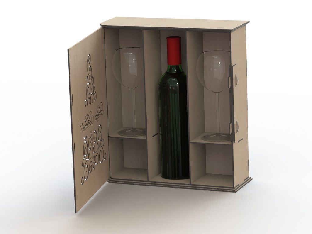 Laser Cut Wooden Wine Packaging Gift Box