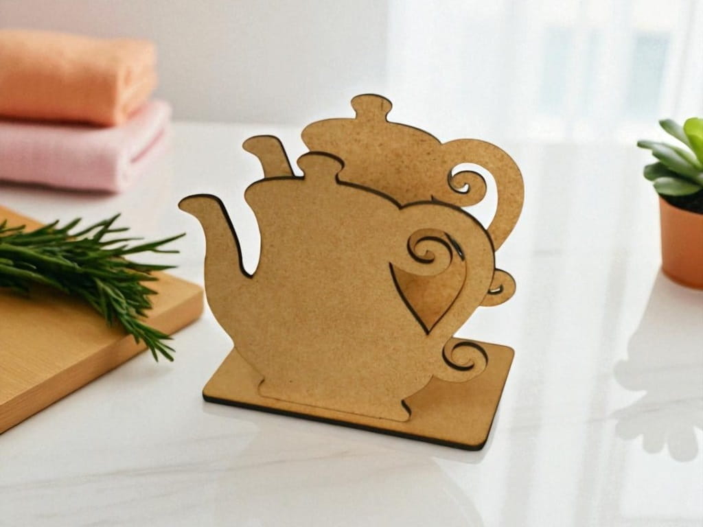 Laser Cut Kettle Shaped Napkin Holder Stand