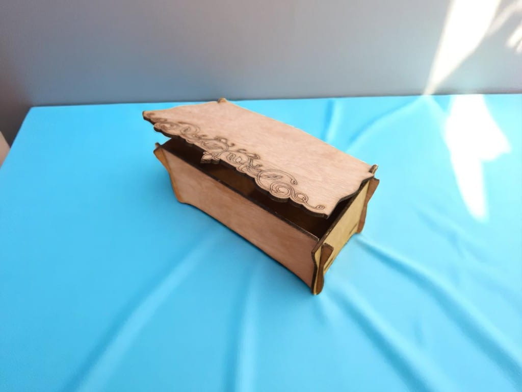 Laser Cut Wooden Box with Hinged Lid