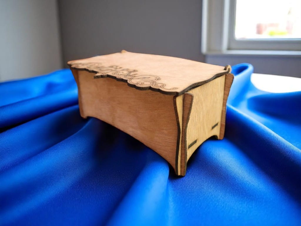 Laser Cut Wooden Box with Hinged Lid