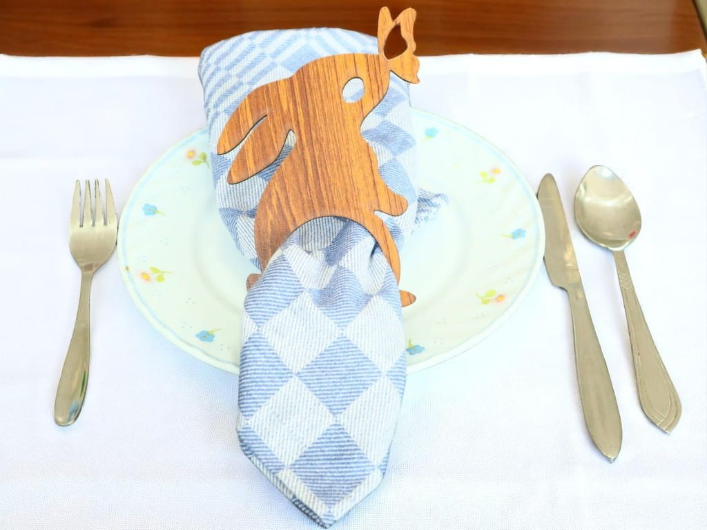 Laser Cut Easter Bunny with Butterfly Napkin Rings