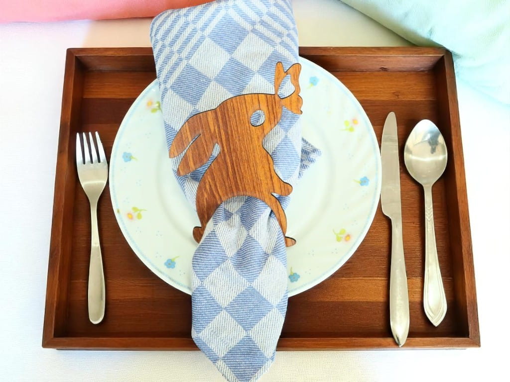Laser Cut Easter Bunny with Butterfly Napkin Rings