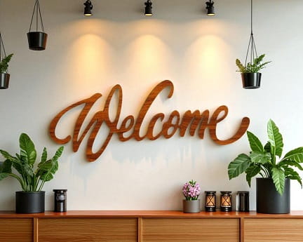 Laser Cut Wooden Welcome Sign Wall Art