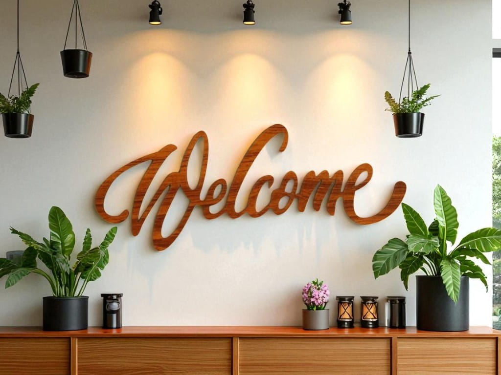Laser Cut Wooden Welcome Sign Wall Art