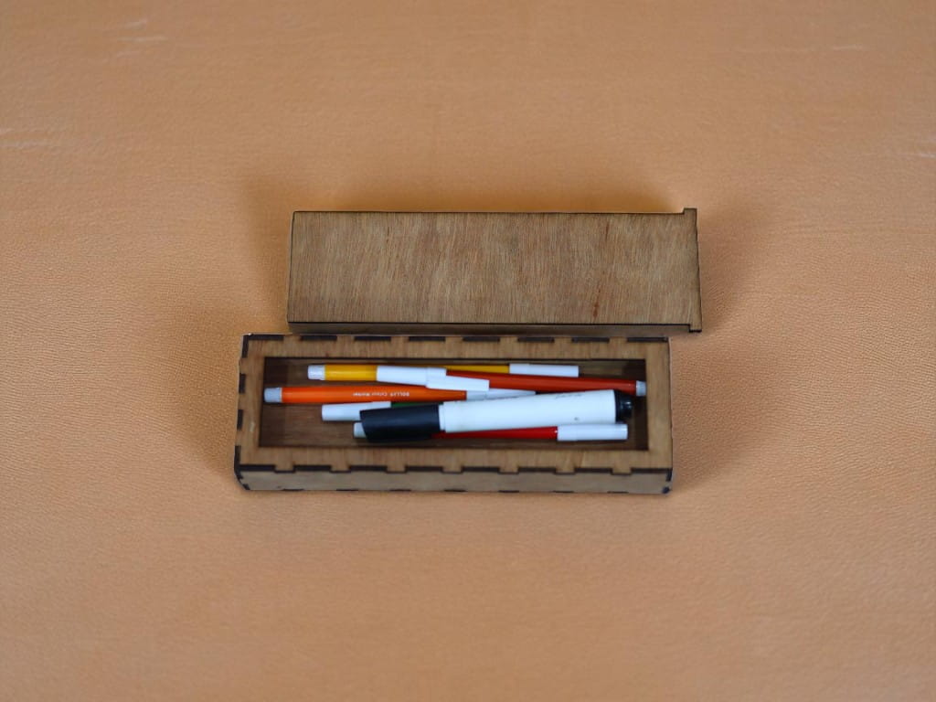 Laser Cut Wooden Sliding Pencil Case