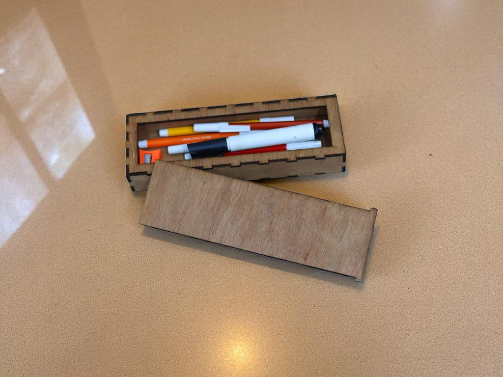 Laser Cut Wooden Sliding Pencil Case