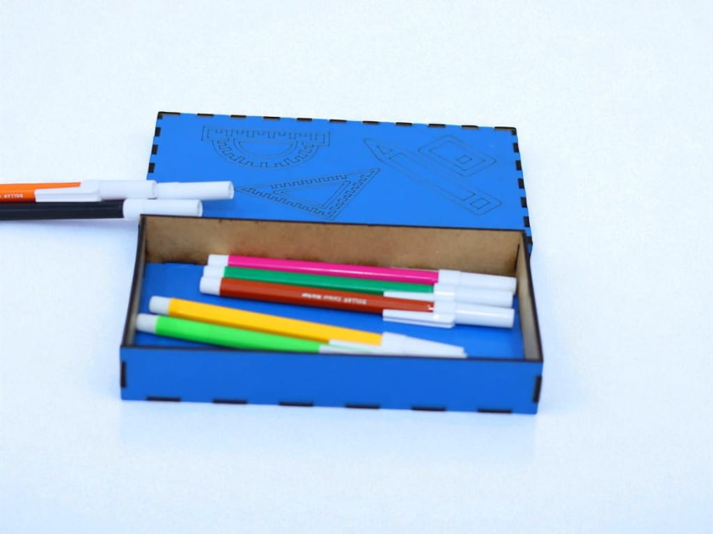 Laser Cut Wooden Pencil Box for Kids