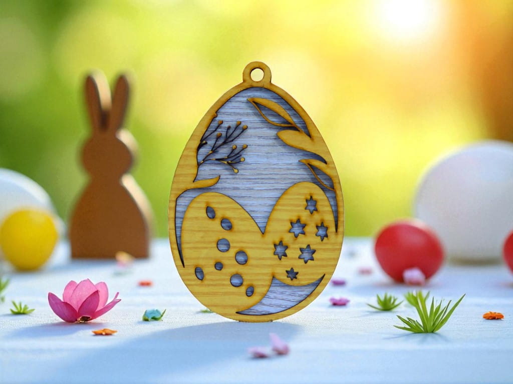 Laser Cut Wooden Easter Egg Ornament