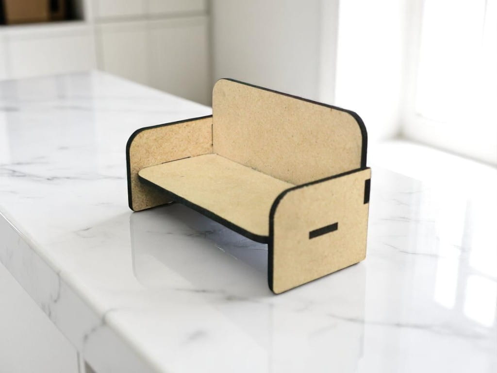 Laser Cut Miniature Dollhouse Wooden Sofa