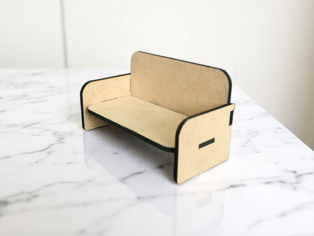 Laser Cut Miniature Dollhouse Wooden Sofa